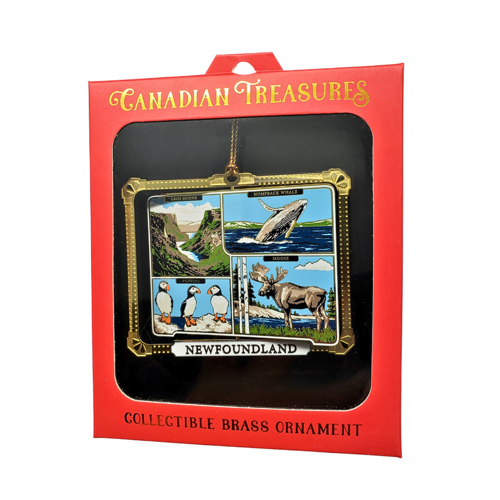 Canada Brass Travel Ornament Newfoundland Wildlife Humpback Whale Puffins Moose